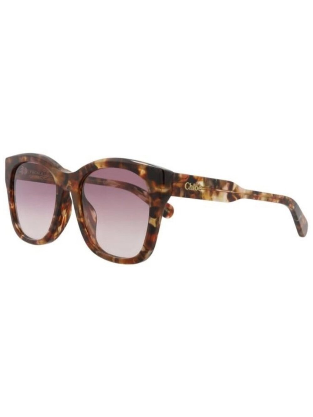 New Chloé Womens Square/Rectangle Havana Havana Violet Fashion Designer Sunglass